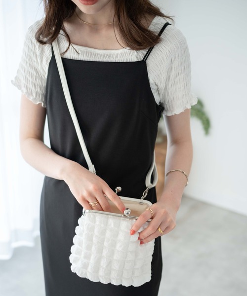 WEGO(ウィゴー)の「WEGO/ポップコーンガマ口クリアショルダー(ショルダーバッグ・レディース・パープル系その他/ホワイト/ブラック系その他/ブラック・FREE)」の9枚目の写真