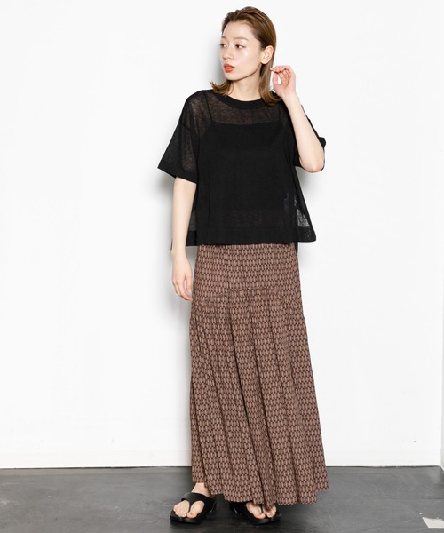 AMERICAN RAG CIE（アメリカンラグシー）の「小紋プリントギャザースカート（スカート・レディース・グリーン/ブラウン・FREE）」の9枚目の写真