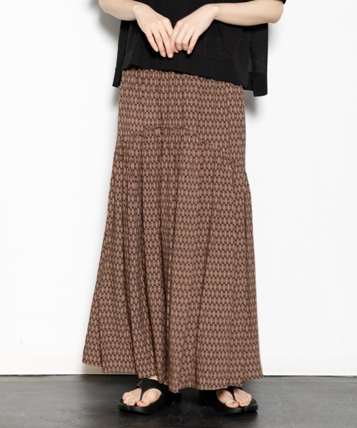 AMERICAN RAG CIE（アメリカンラグシー）の「小紋プリントギャザースカート（スカート・レディース・グリーン/ブラウン・FREE）」の3枚目の写真