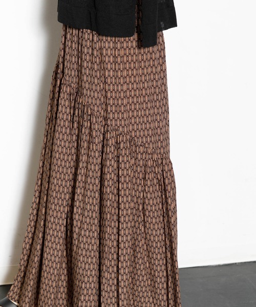 AMERICAN RAG CIE（アメリカンラグシー）の「小紋プリントギャザースカート（スカート・レディース・グリーン/ブラウン・FREE）」の8枚目の写真