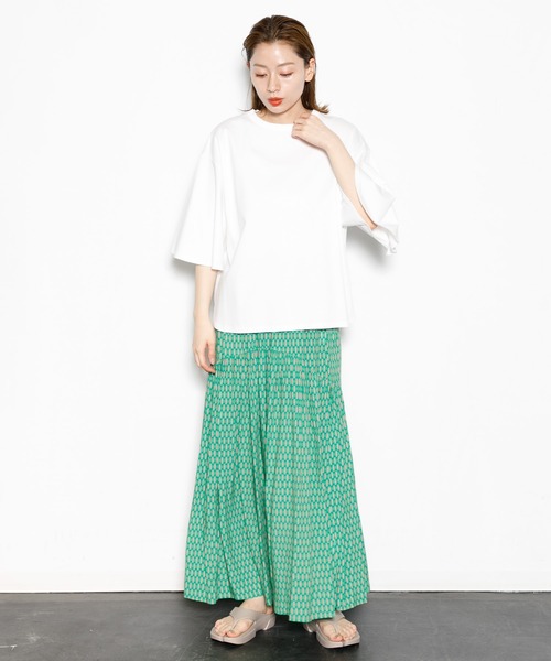 AMERICAN RAG CIE（アメリカンラグシー）の「小紋プリントギャザースカート（スカート・レディース・グリーン/ブラウン・FREE）」の19枚目の写真