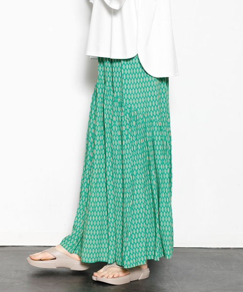 AMERICAN RAG CIE（アメリカンラグシー）の「小紋プリントギャザースカート（スカート・レディース・グリーン/ブラウン・FREE）」の15枚目の写真