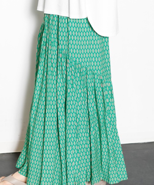 AMERICAN RAG CIE（アメリカンラグシー）の「小紋プリントギャザースカート（スカート・レディース・グリーン/ブラウン・FREE）」の18枚目の写真