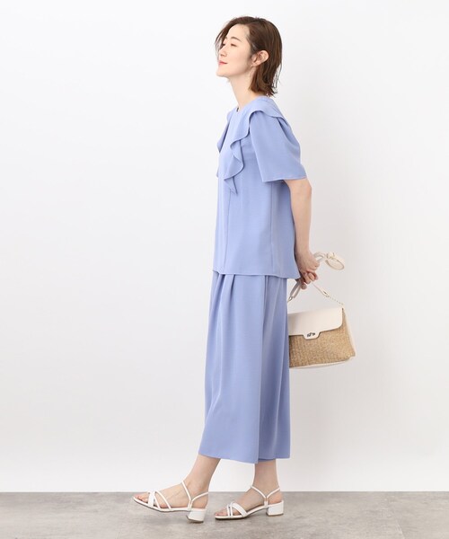 grove（グローブ）の「◆【洗える/ひんやり】フリルブラウス×スカートパンツSETUP（セットアップ・レディース・ブルー/ブラック/ベージュ・02/03/01/05/04）」の13枚目の写真