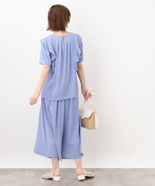 grove（グローブ）の「◆【洗える/ひんやり】フリルブラウス×スカートパンツSETUP（セットアップ・レディース・ブルー/ブラック/ベージュ・02/03/01/05/04）」の14枚目の写真