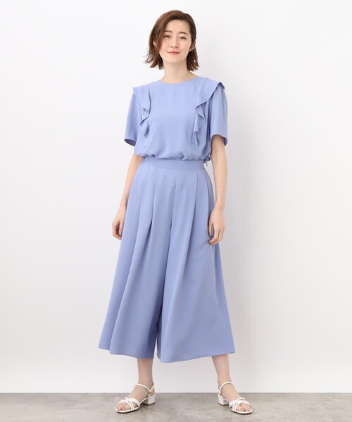 grove（グローブ）の「◆【洗える/ひんやり】フリルブラウス×スカートパンツSETUP（セットアップ・レディース・ブルー/ブラック/ベージュ・02/03/01/05/04）」の15枚目の写真