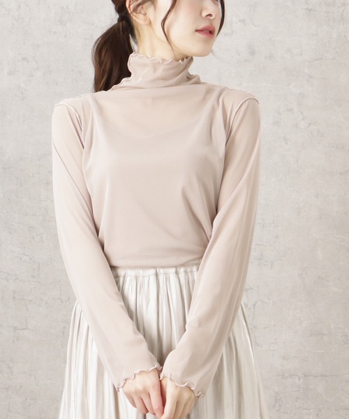 NAVY(ネイビー)の「シアーメロウトップス+キャミソール セット アンサンブル(シャツ/ブラウス・レディース・ベージュ/ブラック/ホワイト・フリー)」の3枚目の写真