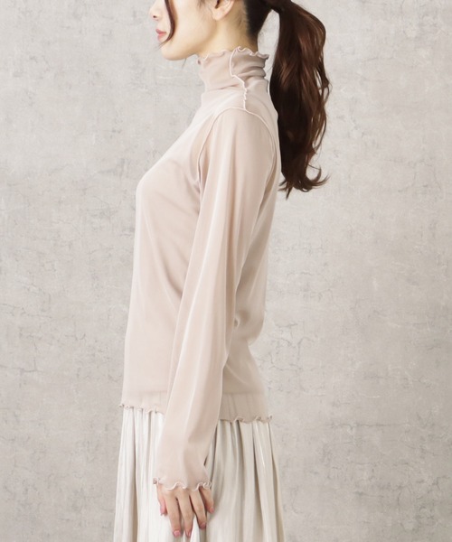 NAVY(ネイビー)の「シアーメロウトップス+キャミソール セット アンサンブル(シャツ/ブラウス・レディース・ベージュ/ブラック/ホワイト・フリー)」の12枚目の写真