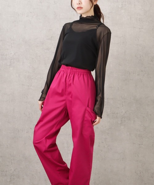 NAVY(ネイビー)の「シアーメロウトップス+キャミソール セット アンサンブル(シャツ/ブラウス・レディース・ベージュ/ブラック/ホワイト・フリー)」の10枚目の写真