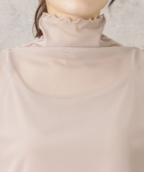 NAVY(ネイビー)の「シアーメロウトップス+キャミソール セット アンサンブル(シャツ/ブラウス・レディース・ベージュ/ブラック/ホワイト・フリー)」の4枚目の写真