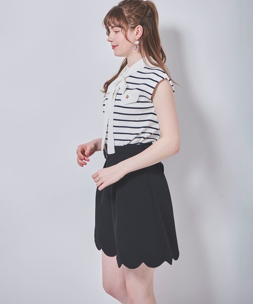 31 Sons de mode（トランテアン　ソン　ドゥ　モード）の「スカラップキュロットパンツ（その他パンツ・レディース・ブラック/ピンク・36/38）」の3枚目の写真