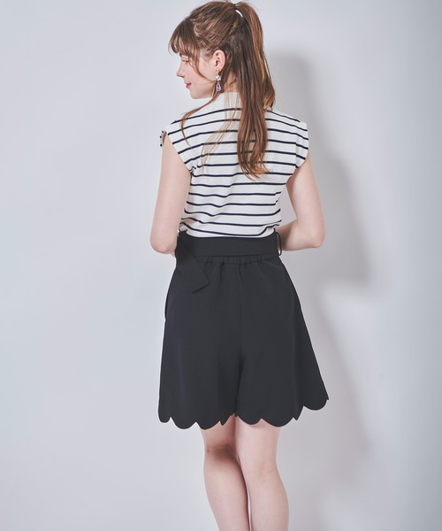 31 Sons de mode（トランテアン　ソン　ドゥ　モード）の「スカラップキュロットパンツ（その他パンツ・レディース・ブラック/ピンク・36/38）」の8枚目の写真