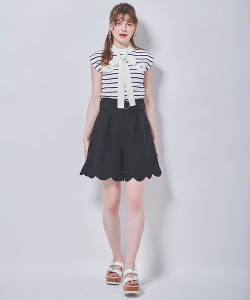 31 Sons de mode（トランテアン　ソン　ドゥ　モード）の「スカラップキュロットパンツ（その他パンツ・レディース・ブラック/ピンク・36/38）」の11枚目の写真