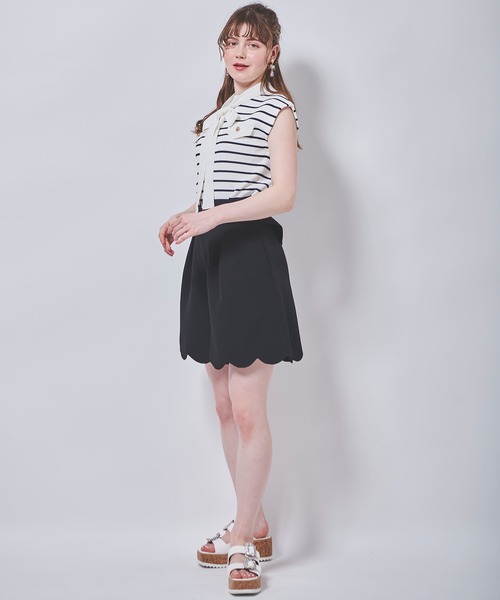 31 Sons de mode（トランテアン　ソン　ドゥ　モード）の「スカラップキュロットパンツ（その他パンツ・レディース・ブラック/ピンク・36/38）」の20枚目の写真