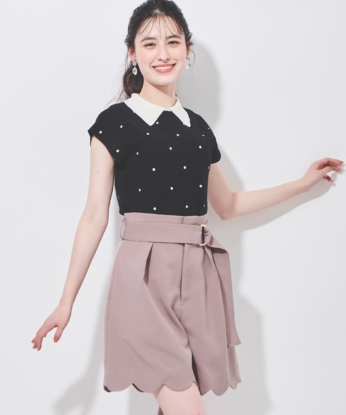 31 Sons de mode（トランテアン　ソン　ドゥ　モード）の「スカラップキュロットパンツ（その他パンツ・レディース・ブラック/ピンク・36/38）」の18枚目の写真