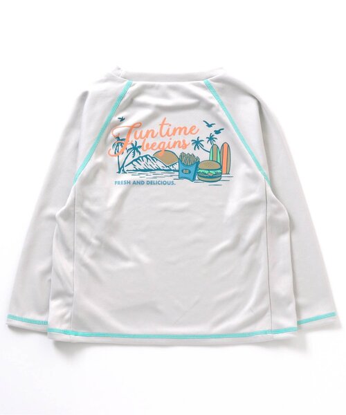 BREEZE（ブリーズ）の「【UVカット水着】長袖かぶりラッシュガード（ラッシュガード・キッズ・ネイビー/レインボー/グレー・110/120/130/90/100/80/140）」の12枚目の写真