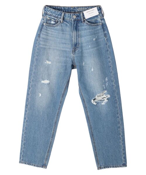 AMERICAN HOLIC（アメリカンホリック）の「ダメージワイドテーパードデニム（デニムパンツ・レディース・ライトインディゴブルー・L/M/S）」の3枚目の写真