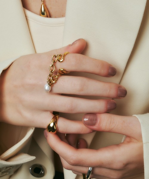 loni（ロニ）の「【金属アレルギー対応】Ivy pearl chain ring/2WAYパールチェーンイヤーカフリング/片耳用（リング・レディース・シルバー/ゴールド・#13/#11）」の14枚目の写真