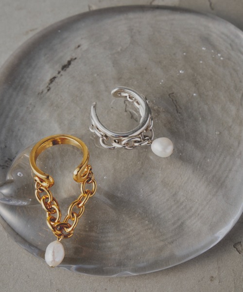 loni（ロニ）の「【金属アレルギー対応】Ivy pearl chain ring/2WAYパールチェーンイヤーカフリング/片耳用（リング・レディース・シルバー/ゴールド・#13/#11）」の11枚目の写真