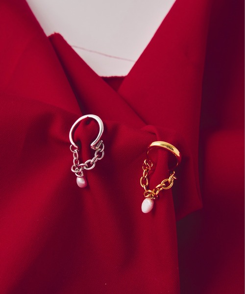 loni（ロニ）の「【金属アレルギー対応】Ivy pearl chain ring/2WAYパールチェーンイヤーカフリング/片耳用（リング・レディース・シルバー/ゴールド・#13/#11）」の17枚目の写真