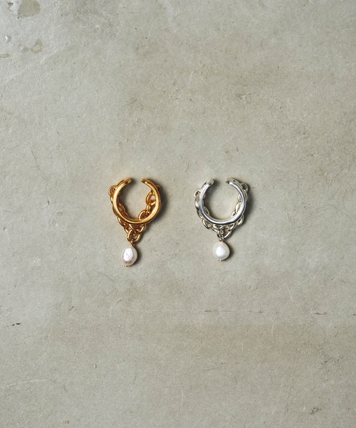 loni（ロニ）の「【金属アレルギー対応】Ivy pearl chain ring/2WAYパールチェーンイヤーカフリング/片耳用（リング・レディース・シルバー/ゴールド・#13/#11）」の8枚目の写真