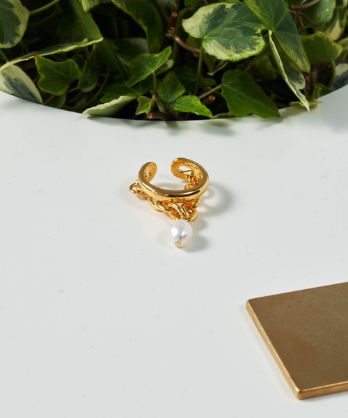loni（ロニ）の「【金属アレルギー対応】Ivy pearl chain ring/2WAYパールチェーンイヤーカフリング/片耳用（リング・レディース・シルバー/ゴールド・#13/#11）」の7枚目の写真