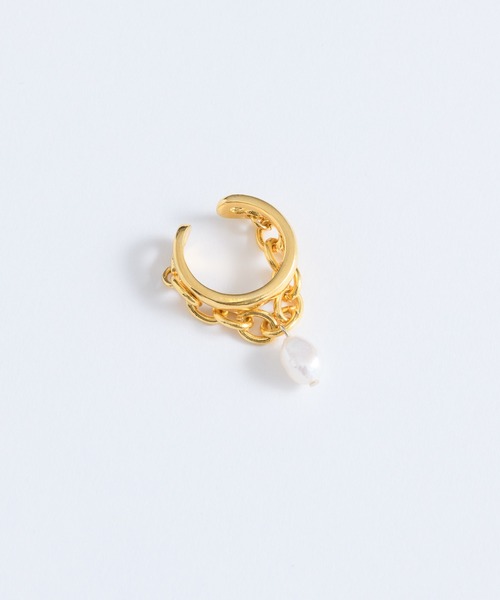 loni（ロニ）の「【金属アレルギー対応】Ivy pearl chain ring/2WAYパールチェーンイヤーカフリング/片耳用（リング・レディース・シルバー/ゴールド・#13/#11）」の4枚目の写真