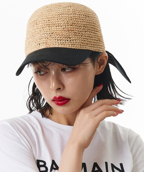 Narcissus（ナルシス）の「【Narcissus】ジュートキャップ（キャップ・レディース・ブラック/ベージュ・FREE）」の2枚目の写真