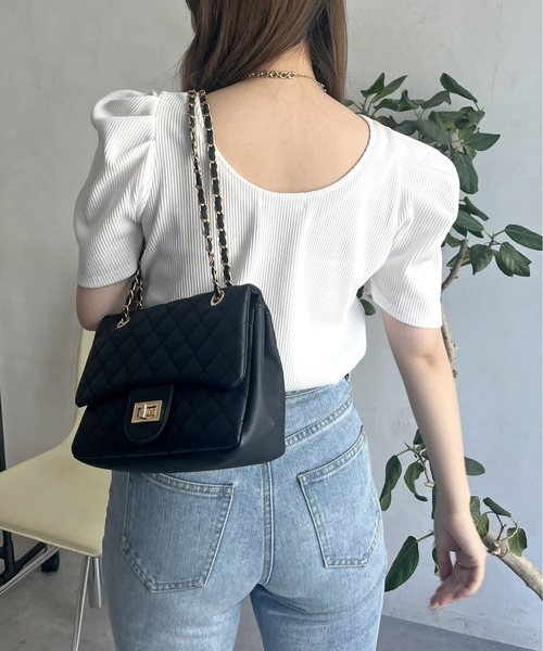 prose verse（プロズヴェール）の「バックオープンパワショルリブカットソー（Tシャツ/カットソー・レディース・ブラック/オフホワイト/グリーン/ホワイト系1・ﾌﾘ-）」の10枚目の写真