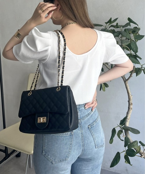 prose verse（プロズヴェール）の「バックオープンパワショルリブカットソー（Tシャツ/カットソー・レディース・ブラック/オフホワイト/グリーン/ホワイト系1・ﾌﾘ-）」の11枚目の写真