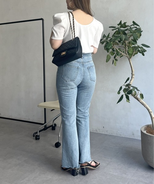 prose verse（プロズヴェール）の「バックオープンパワショルリブカットソー（Tシャツ/カットソー・レディース・ブラック/オフホワイト/グリーン/ホワイト系1・ﾌﾘ-）」の12枚目の写真