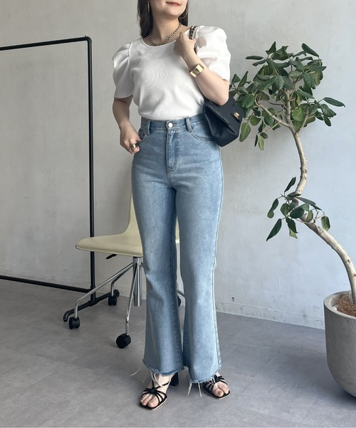 prose verse（プロズヴェール）の「バックオープンパワショルリブカットソー（Tシャツ/カットソー・レディース・ブラック/オフホワイト/グリーン/ホワイト系1・ﾌﾘ-）」の14枚目の写真