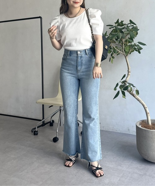 prose verse（プロズヴェール）の「バックオープンパワショルリブカットソー（Tシャツ/カットソー・レディース・ブラック/オフホワイト/グリーン/ホワイト系1・ﾌﾘ-）」の15枚目の写真