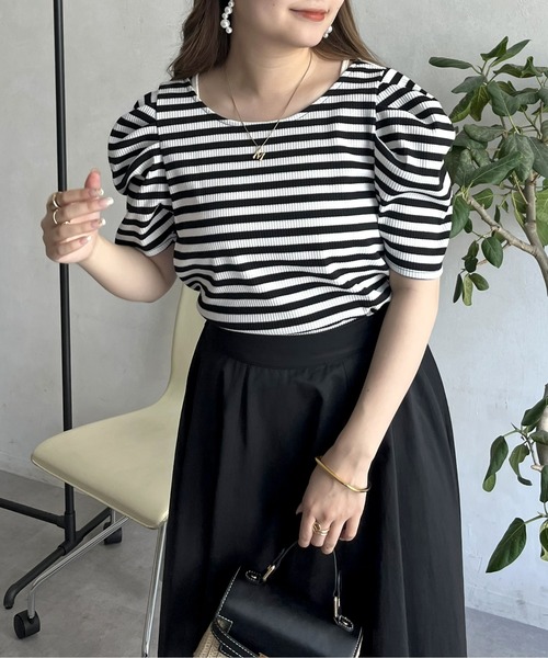 prose verse（プロズヴェール）の「バックオープンパワショルリブカットソー（Tシャツ/カットソー・レディース・ブラック/オフホワイト/グリーン/ホワイト系1・ﾌﾘ-）」の16枚目の写真