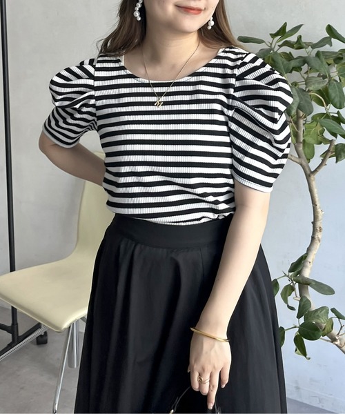 prose verse（プロズヴェール）の「バックオープンパワショルリブカットソー（Tシャツ/カットソー・レディース・ブラック/オフホワイト/グリーン/ホワイト系1・ﾌﾘ-）」の18枚目の写真