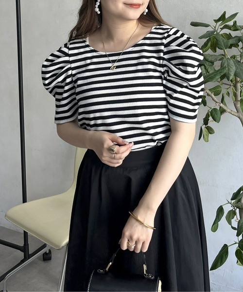 prose verse（プロズヴェール）の「バックオープンパワショルリブカットソー（Tシャツ/カットソー・レディース・ブラック/オフホワイト/グリーン/ホワイト系1・ﾌﾘ-）」の19枚目の写真