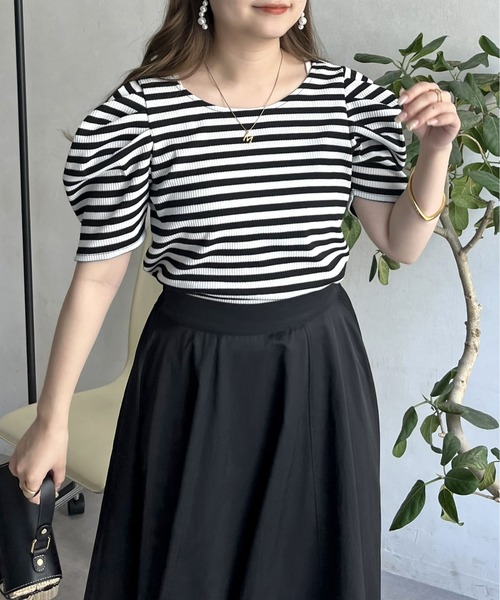 prose verse（プロズヴェール）の「バックオープンパワショルリブカットソー（Tシャツ/カットソー・レディース・ブラック/オフホワイト/グリーン/ホワイト系1・ﾌﾘ-）」の20枚目の写真