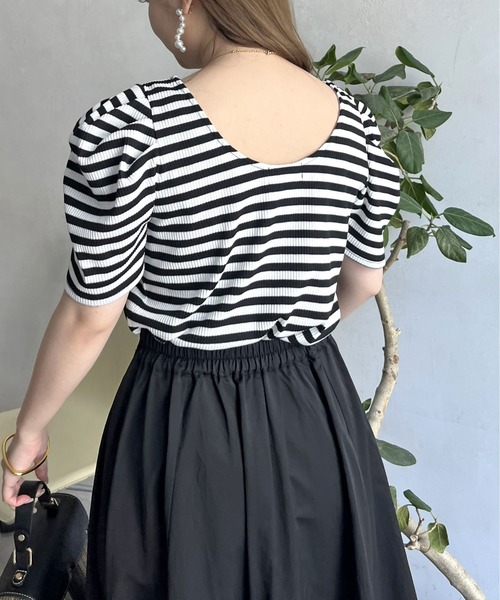 prose verse（プロズヴェール）の「バックオープンパワショルリブカットソー（Tシャツ/カットソー・レディース・ブラック/オフホワイト/グリーン/ホワイト系1・ﾌﾘ-）」の21枚目の写真