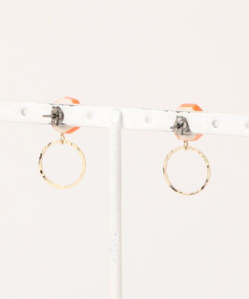 tone（トーン）の「【irodori】八角とgold ringの陶ピアス（オレンジ）（ピアス（両耳用）・レディース・オレンジ・FREE）」の2枚目の写真
