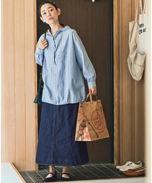 and myera(アンド マイラ)の「and myera 布はくで作ったパーカー(パーカー・レディース・ブルー・LARGE/MEDIUM/X-LARGE/SMALL)」の6枚目の写真