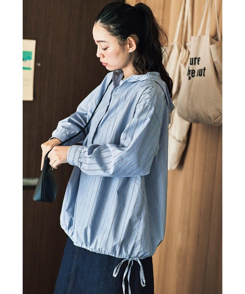 and myera(アンド マイラ)の「and myera 布はくで作ったパーカー(パーカー・レディース・ブルー・LARGE/MEDIUM/X-LARGE/SMALL)」の7枚目の写真