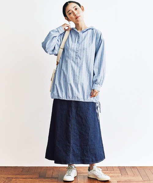 and myera(アンド マイラ)の「and myera 布はくで作ったパーカー(パーカー・レディース・ブルー・LARGE/MEDIUM/X-LARGE/SMALL)」の9枚目の写真