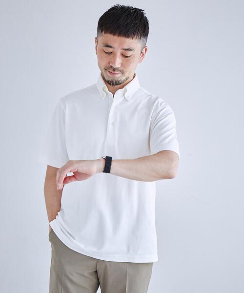 green label relaxing（グリーンレーベルリラクシング）の「COMFY COOL ピケ ボタンダウン ポロシャツ -接触冷感-（ポロシャツ・メンズ・コバルトブルー/ホワイト・XL/L/M/S）」の2枚目の写真