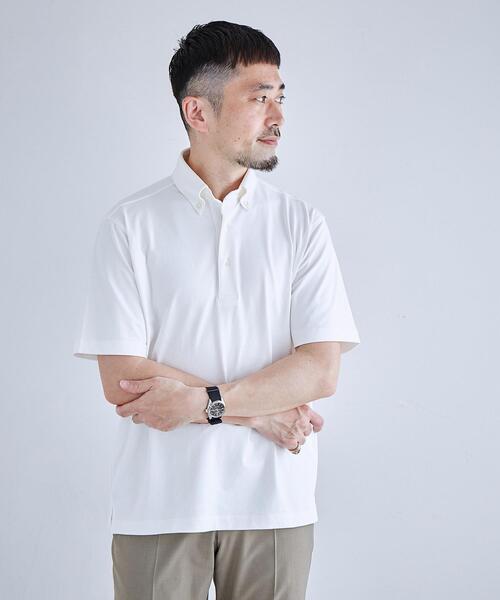 green label relaxing（グリーンレーベルリラクシング）の「COMFY COOL ピケ ボタンダウン ポロシャツ -接触冷感-（ポロシャツ・メンズ・コバルトブルー/ホワイト・XL/L/M/S）」の20枚目の写真