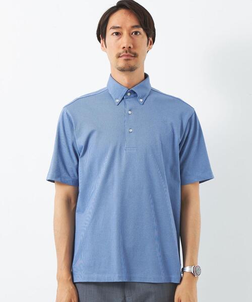 green label relaxing（グリーンレーベルリラクシング）の「COMFY COOL ピケ ボタンダウン ポロシャツ -接触冷感-（ポロシャツ・メンズ・コバルトブルー/ホワイト・XL/L/M/S）」の5枚目の写真