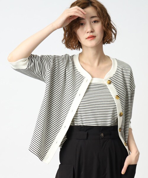 grove(グローブ)の「◆テレコカーディガン×キャミソールアンサンブル(アンサンブル・レディース・ブラック/ホワイト系5/レッド系1・01/03/04/05/02)」の2枚目の写真