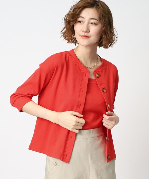 grove(グローブ)の「◆テレコカーディガン×キャミソールアンサンブル(アンサンブル・レディース・ブラック/ホワイト系5/レッド系1・01/03/04/05/02)」の1枚目の写真