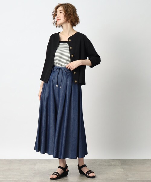 grove(グローブ)の「◆テレコカーディガン×キャミソールアンサンブル(アンサンブル・レディース・ブラック/ホワイト系5/レッド系1・01/03/04/05/02)」の4枚目の写真