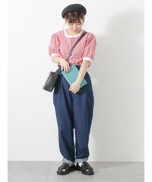 ehka sopo（エヘカソポ）の「チェック花刺繍プルオーバー（シャツ/ブラウス・レディース・サックスブルー/ベージュ/レッド/ブラック・F）」の6枚目の写真