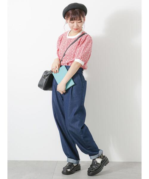 ehka sopo（エヘカソポ）の「チェック花刺繍プルオーバー（シャツ/ブラウス・レディース・サックスブルー/ベージュ/レッド/ブラック・F）」の8枚目の写真